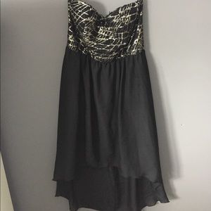 High low strapless dress